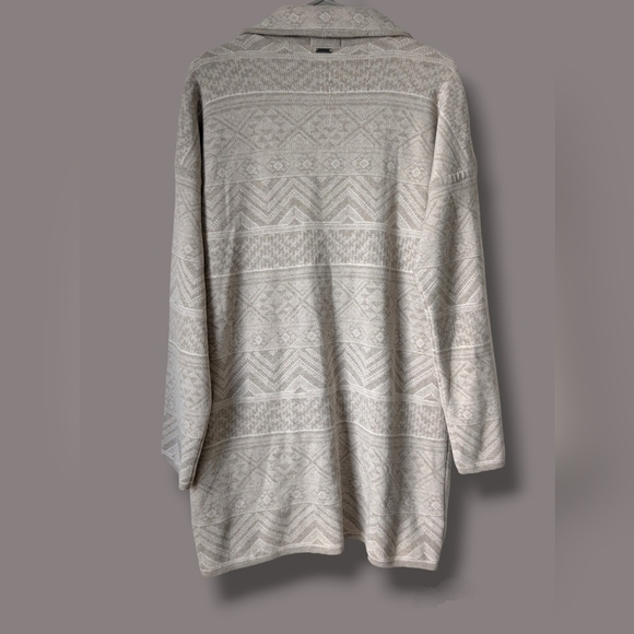 Prana Grey Tribal Print Cozy Organic Cotton Wool V-Neck Sevie Sweater Cardigan - Picture 4 of 13